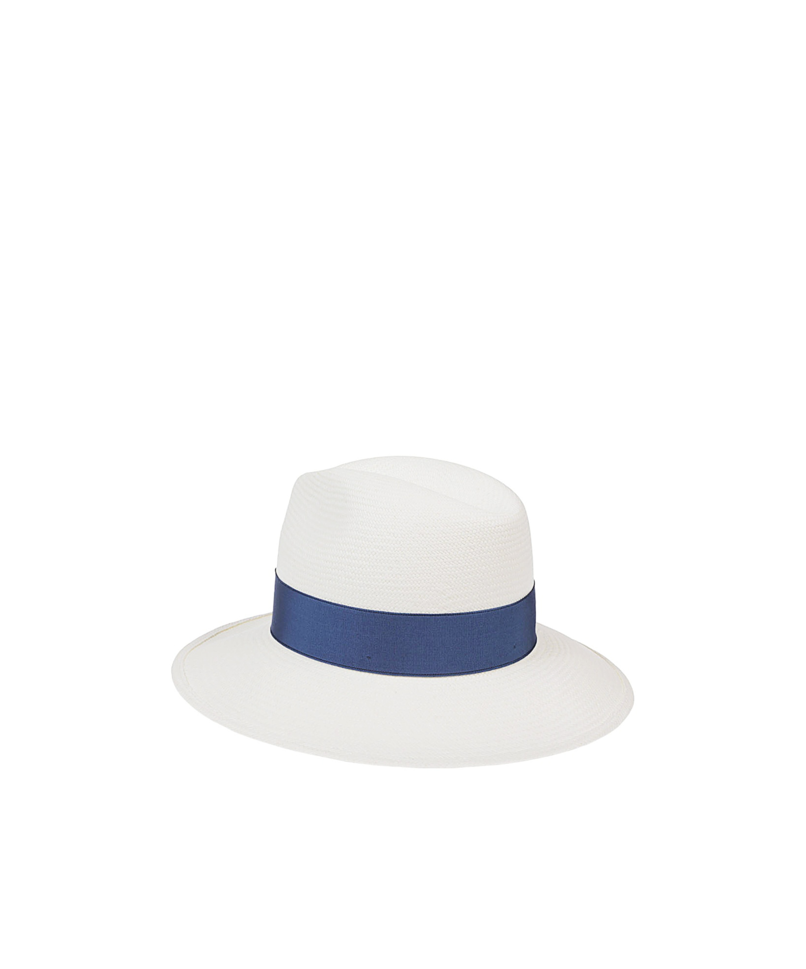Borsalino Wide Brim Straw Hat With Grosgrain Ribbon