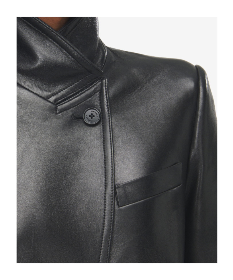 Alexander Mcqueen Women's Cutaway Leather Jacket In Black In Black