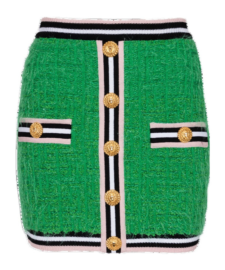 Balmain Tweed Knit Miniskirt In Nude