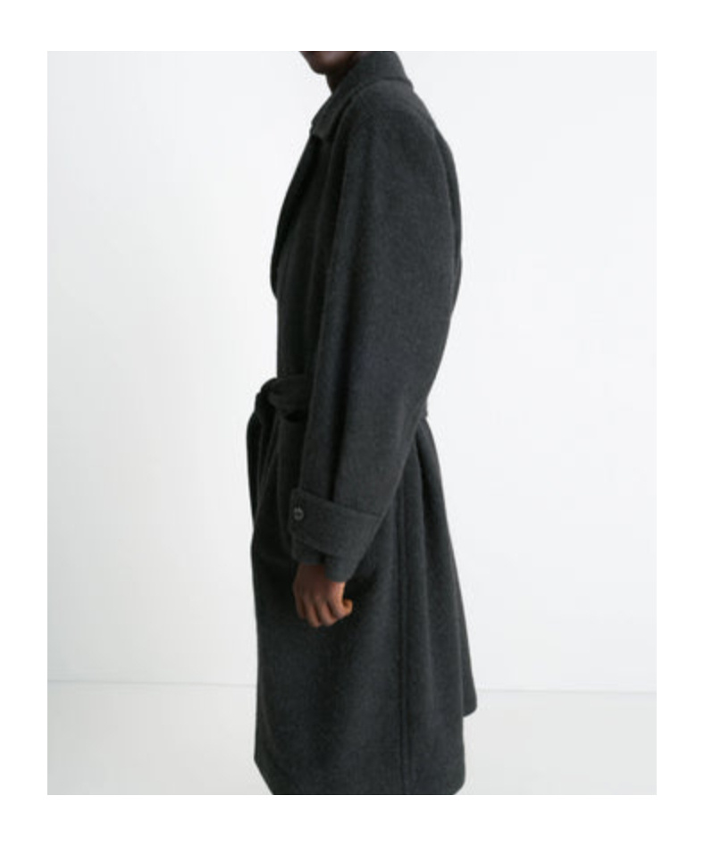 Lemaire Wool And Alpaca Long Coat With Belt In Black