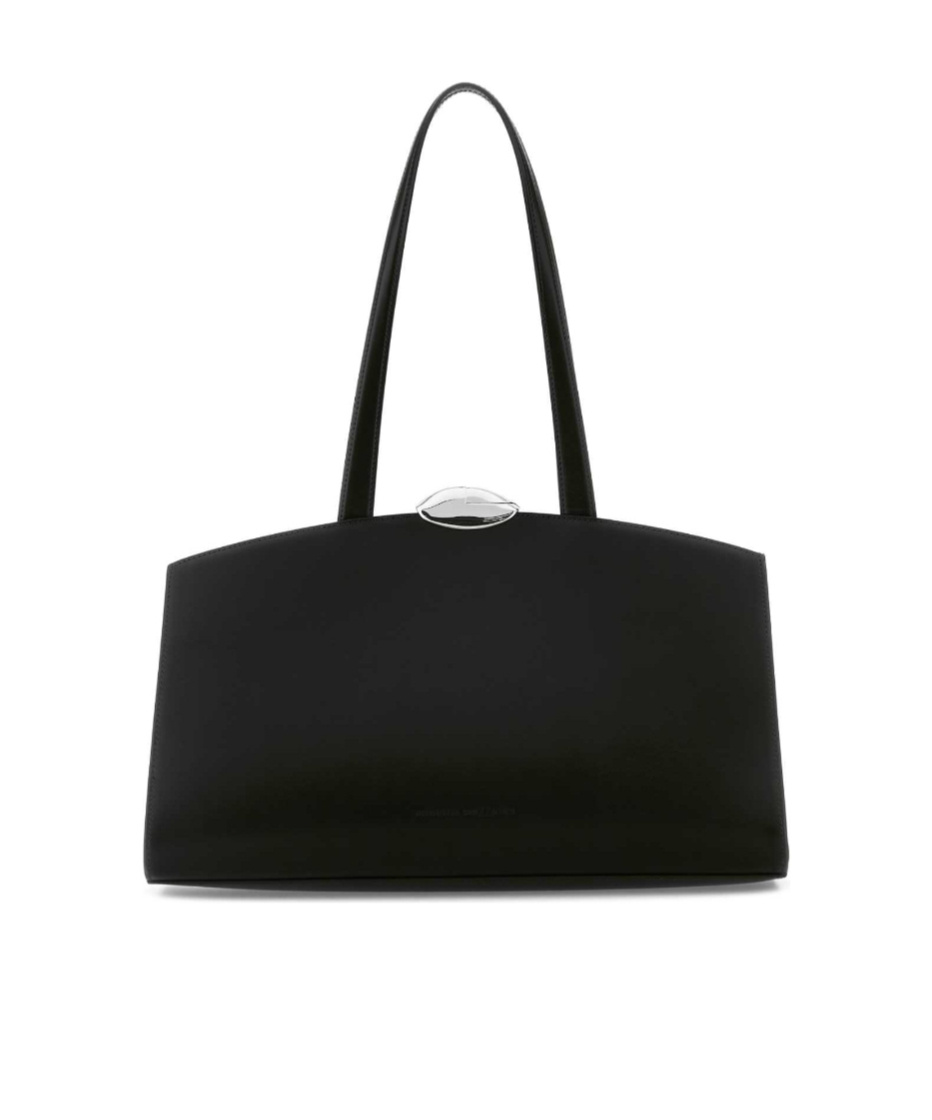 Benedetta Bruzziches Structured Leather Shopping Bag With Top Handle In Black