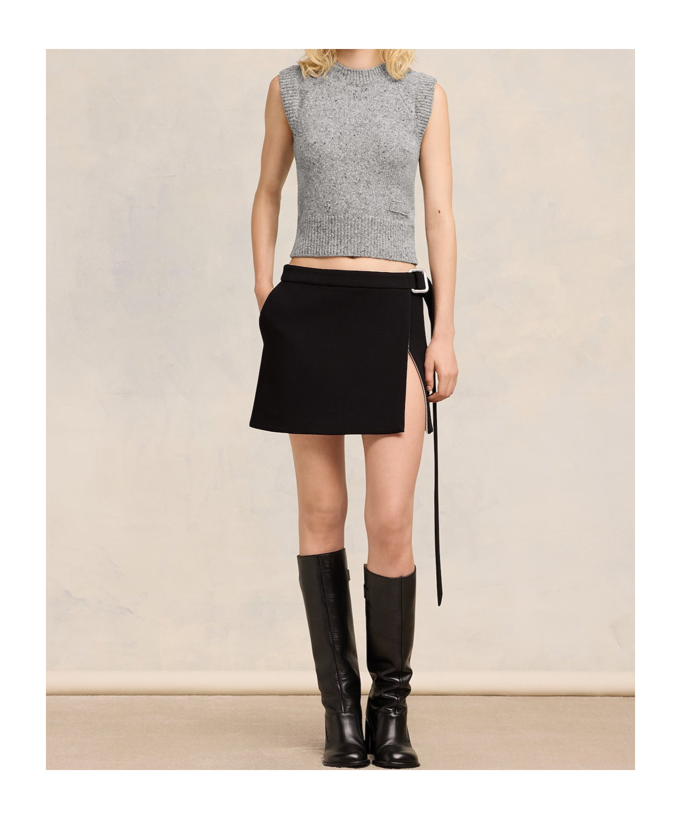 Shop Ami Alexandre Mattiussi Embroidery Sleeveless Wool Sweater In Gray