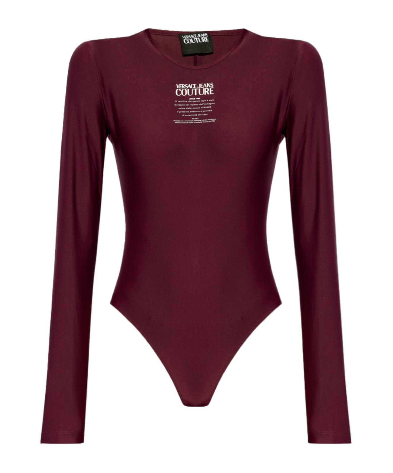 Versace Jeans Logo-print Bodysuit In Brown