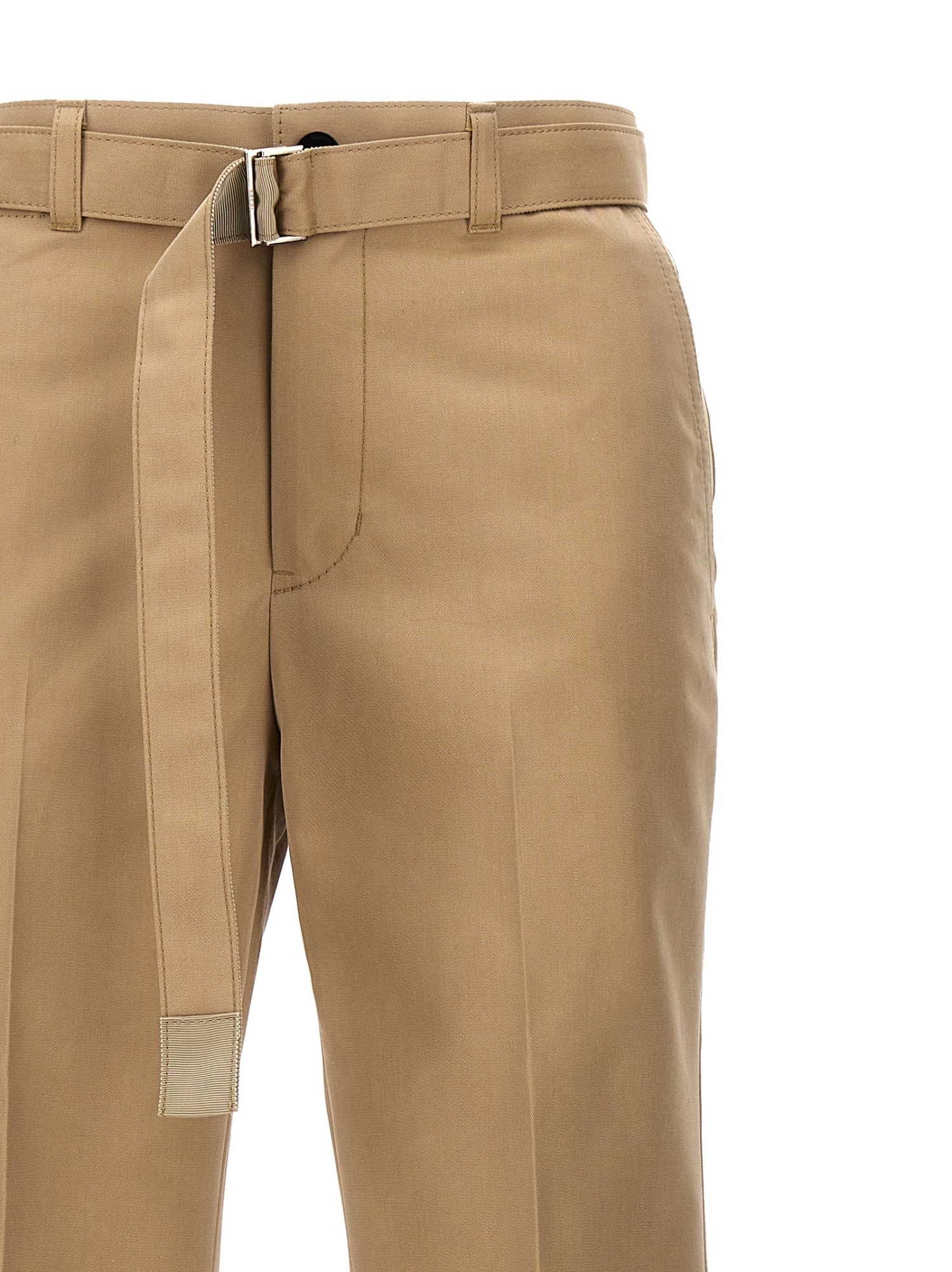 Sacai Gabardine Flared Trousers In Brown