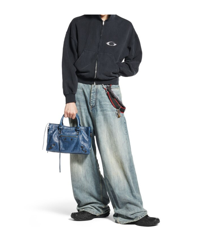 Balenciaga Le City Small Shoulder Bag In Mineral Blue