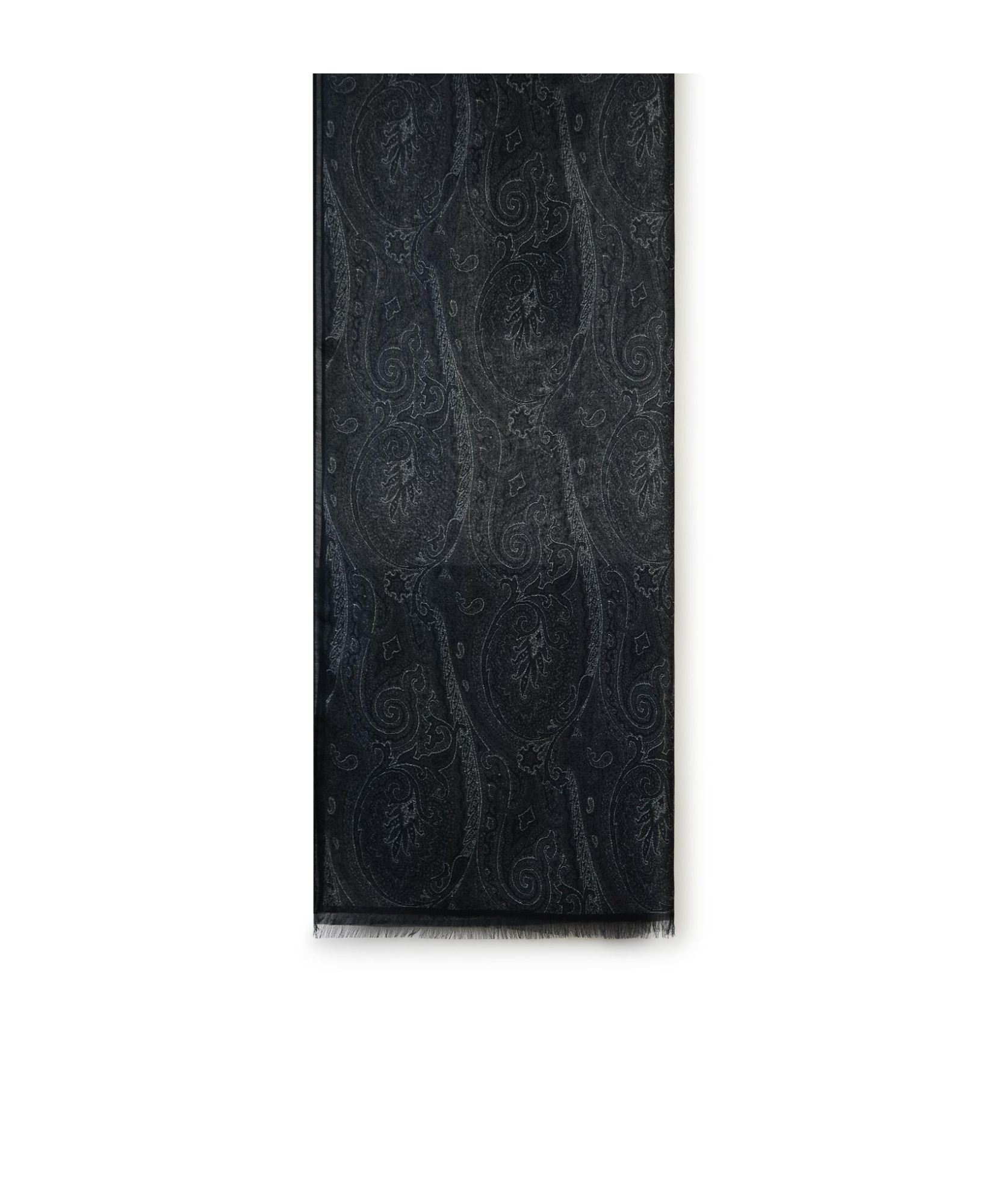 Etro Paisley-print Frayed-edge Scarf In Black