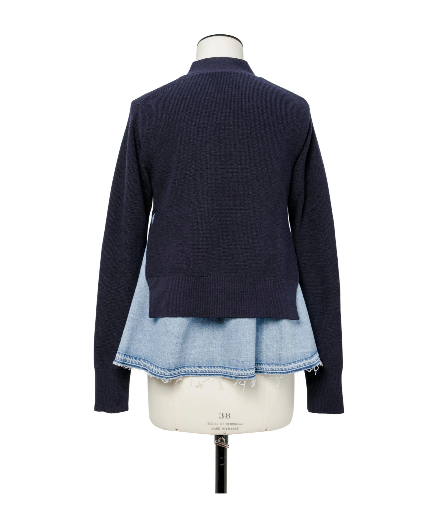 Sacai Denim X Knit Cardigan In Blue