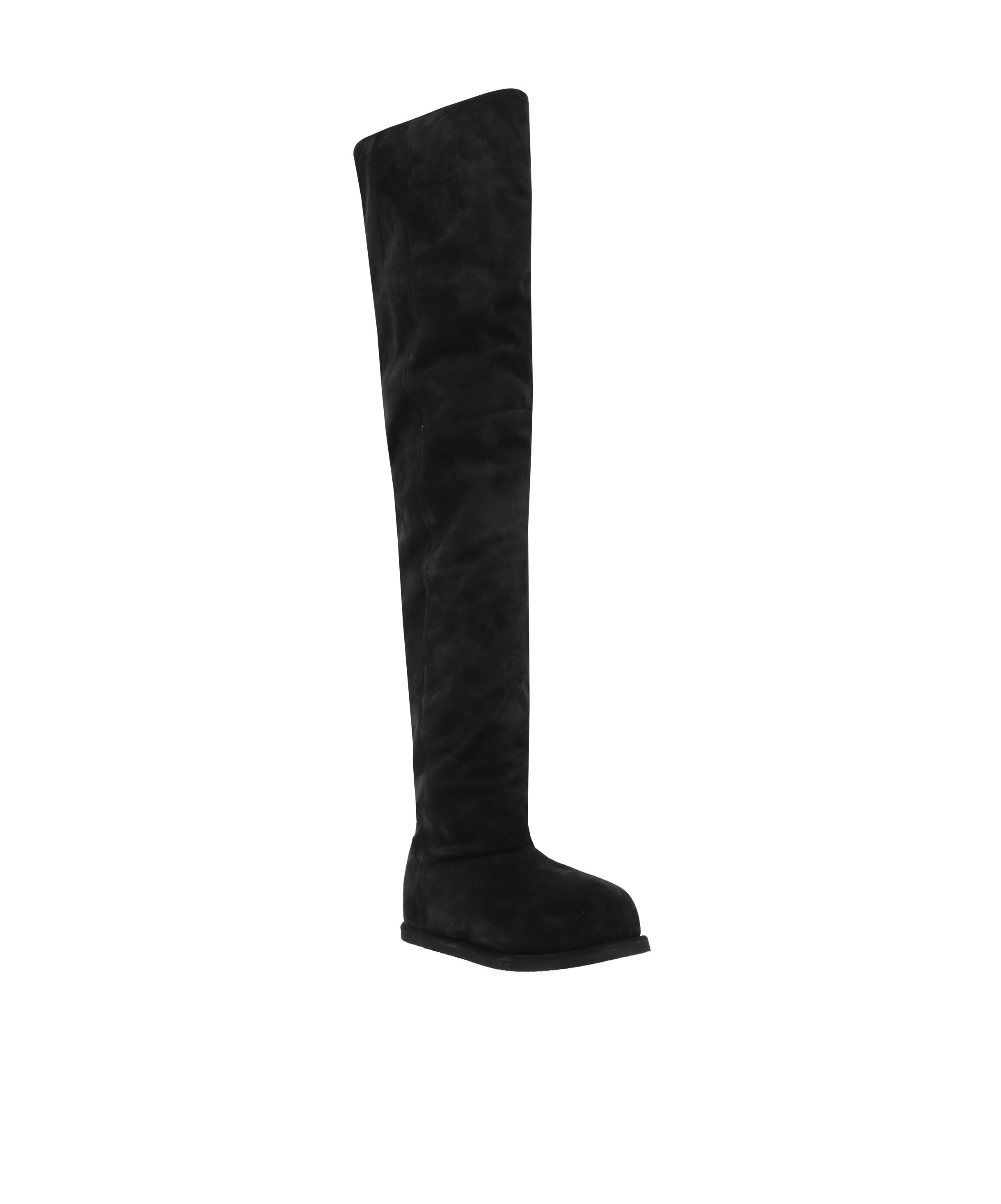 Amina Muaddi Black Suede Heidi Over The Knee Boots In White
