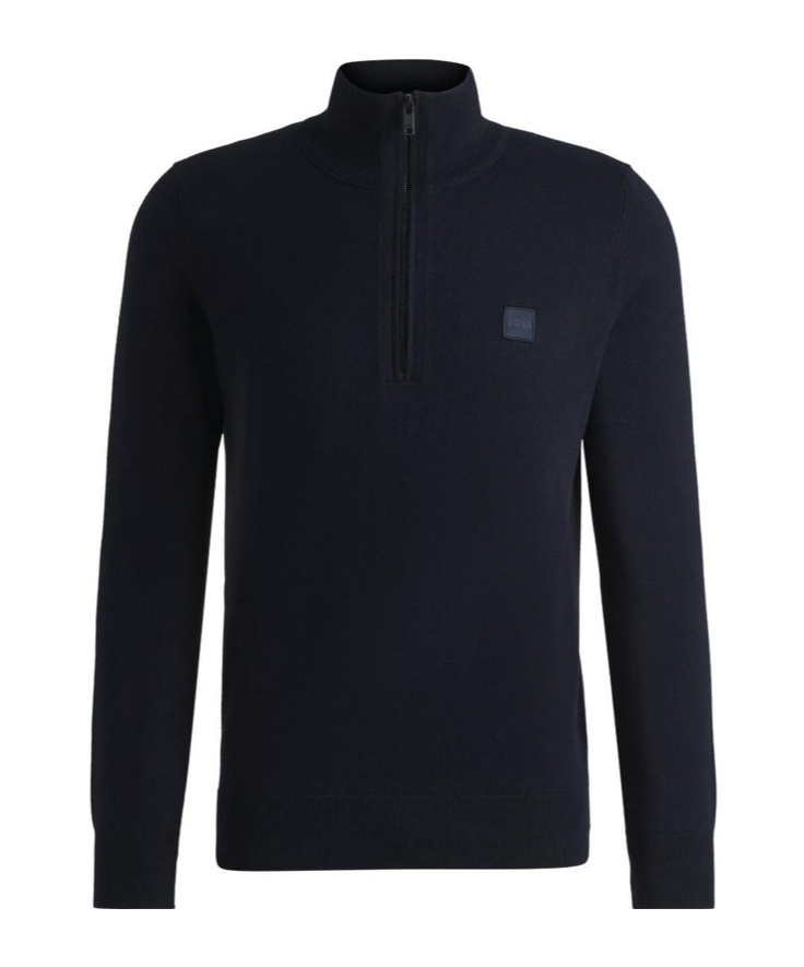 Hugo Boss Half-zip High-neck Jumper In Blue