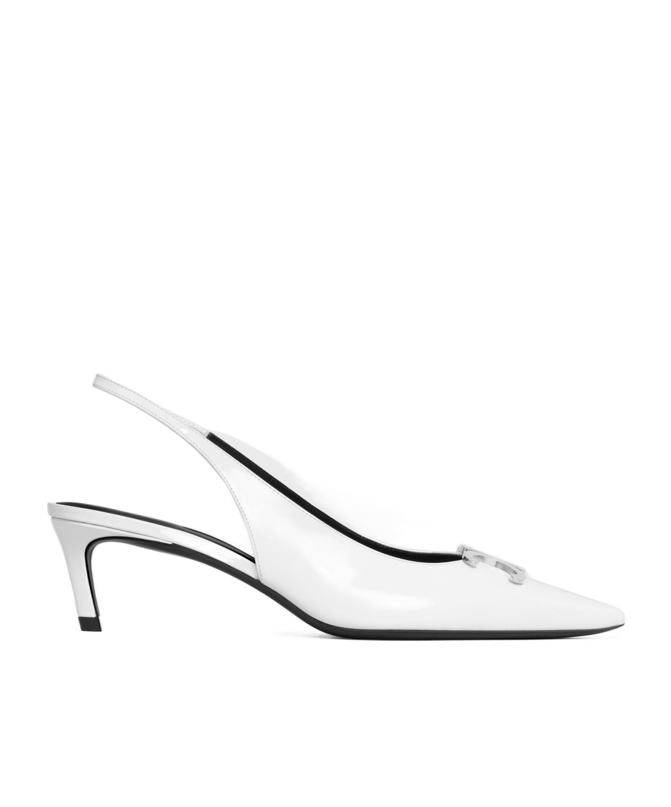 Celine Celne Alma Triomphe Leather Slingback Pumps Women In White