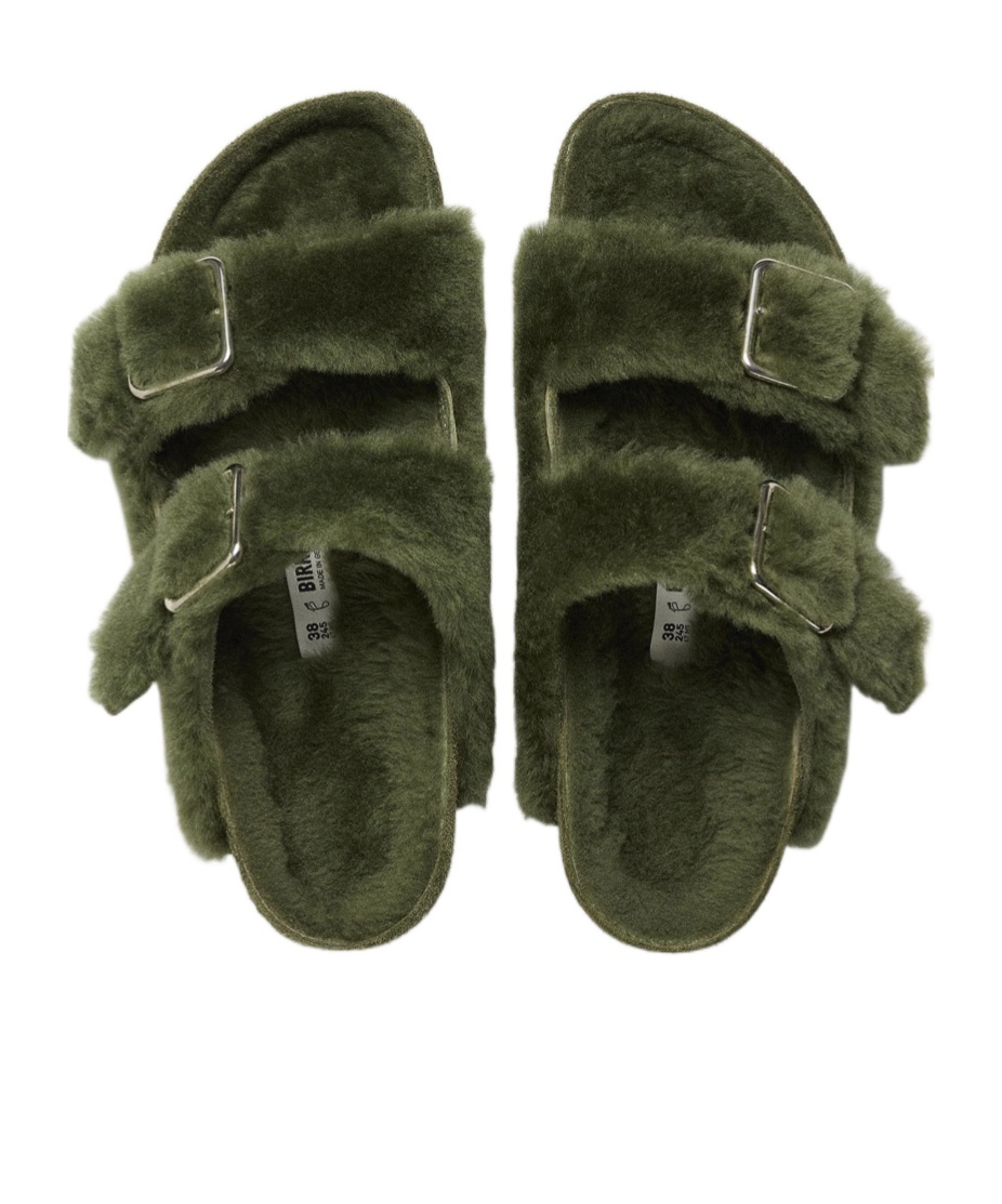 Birkenstock 1774 Arizona Shearling Sandals In Green