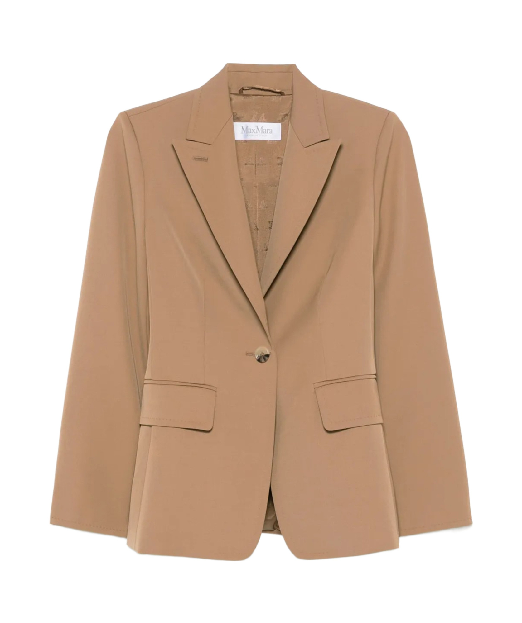 Max Mara Notched Lapels Single-breasted Jacket With Split Cuffs In Nude
