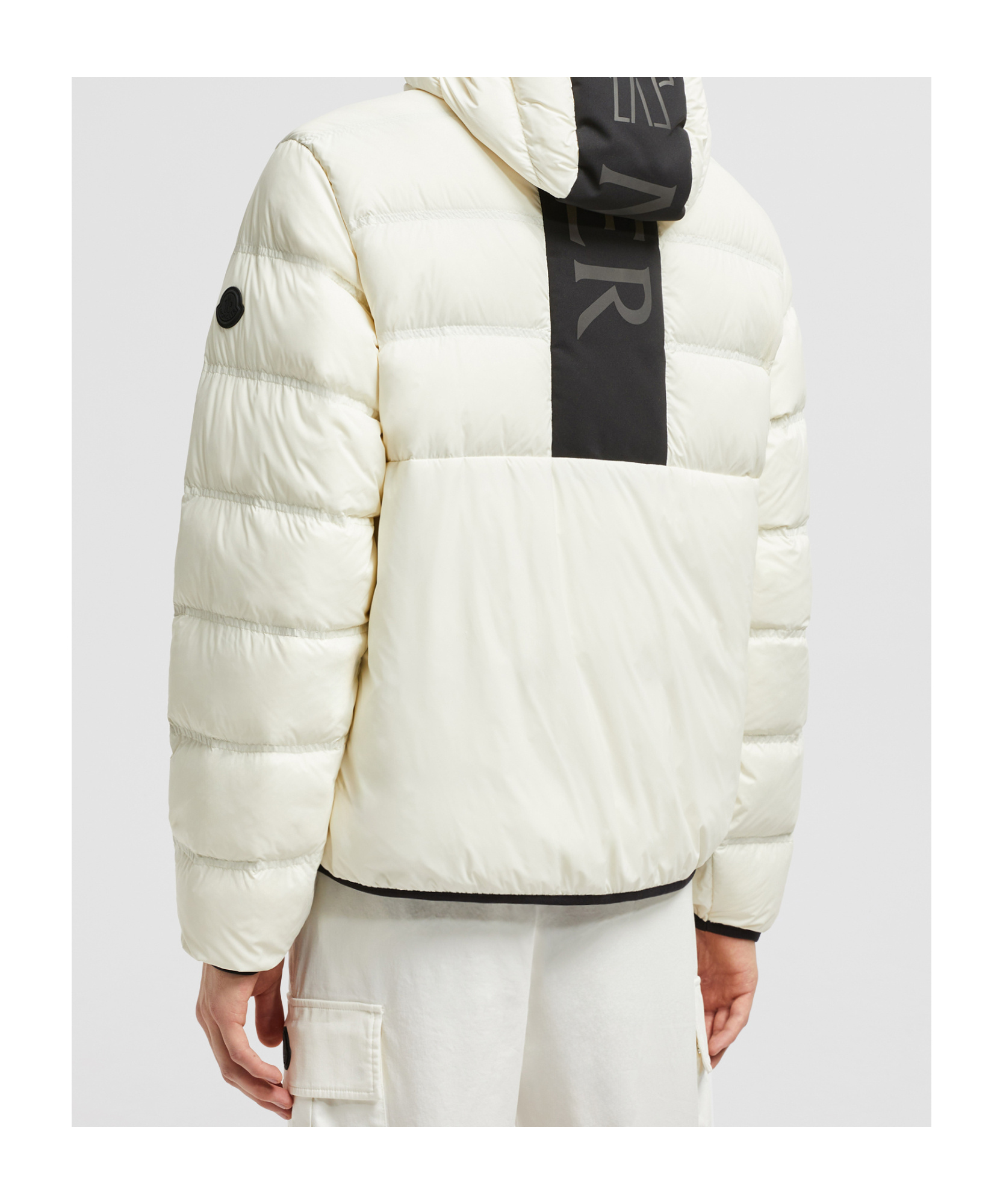 Moncler Hooded Short Down Jacket In Nude