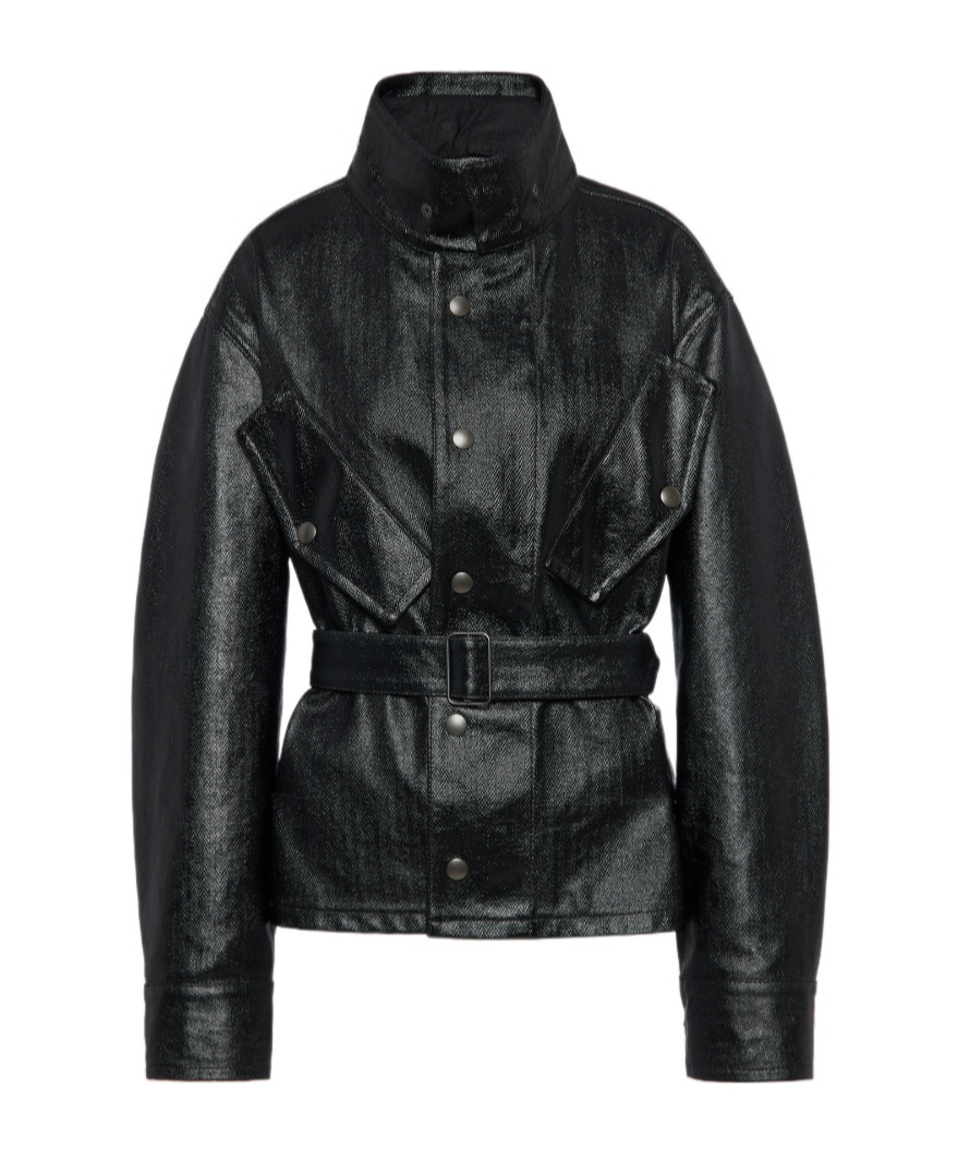 Maison Margiela Womens Black Belted Regular-fit Coated-cotton Jacket In Black