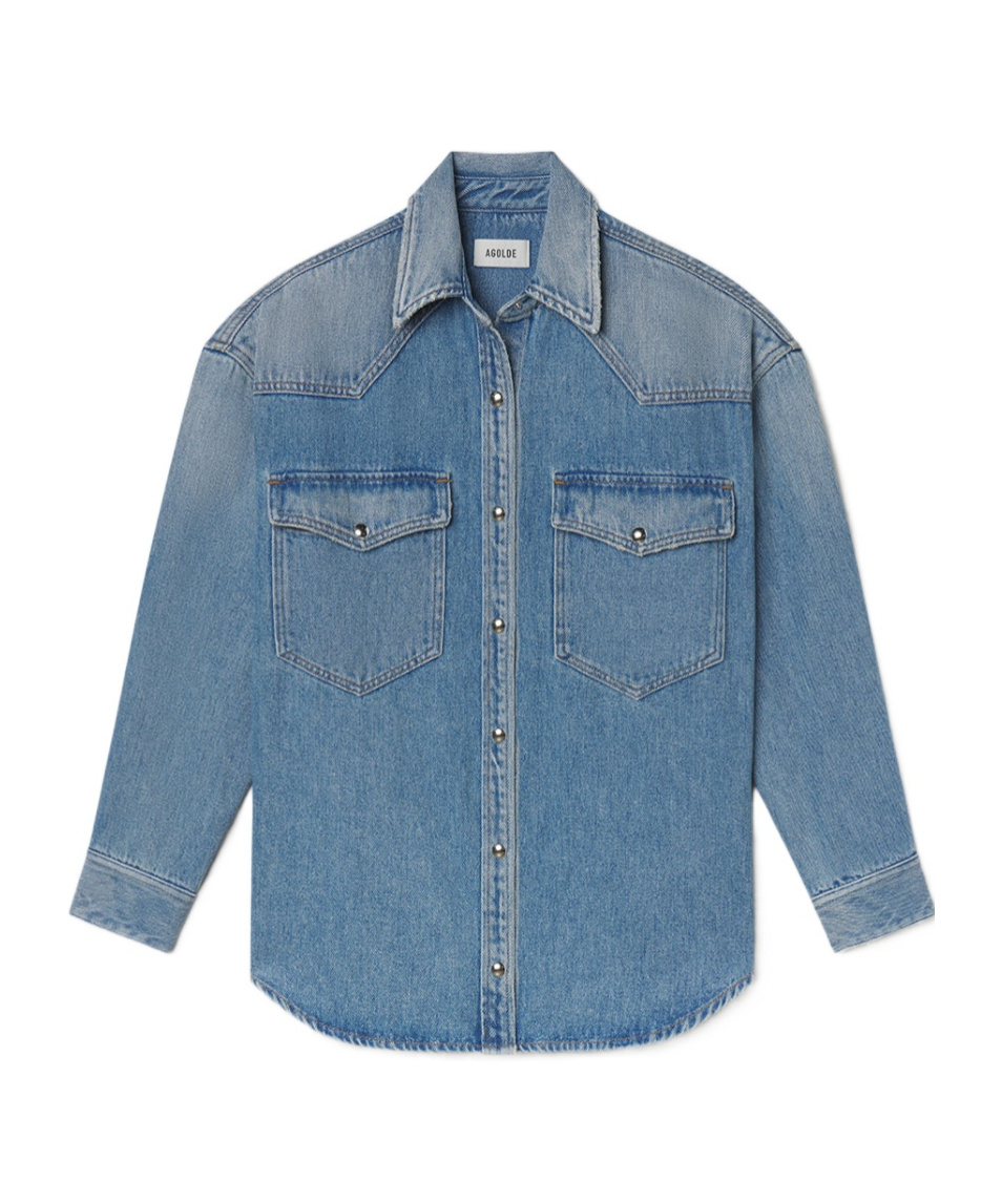 Agolde Lotta Shirt (flyweight) In Blue