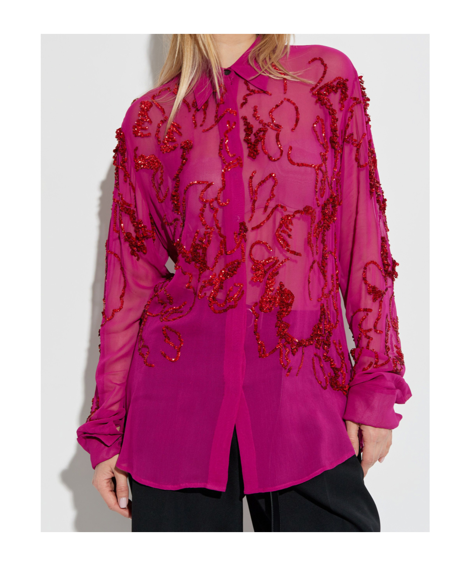 Dries Van Noten Lapel Long-sleeved Shirt In Pink