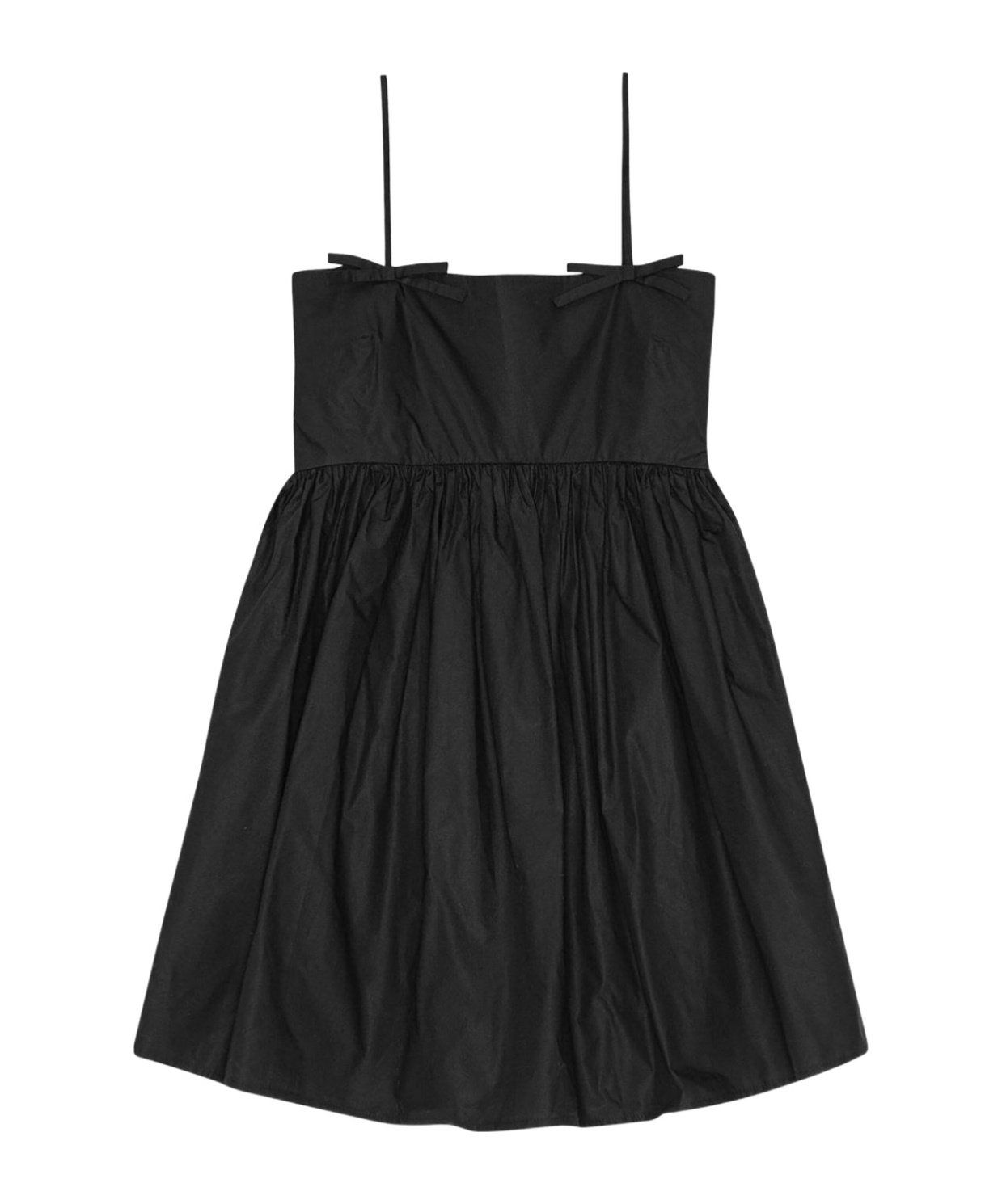 Shop Ganni Black Cotton Poplin Strap Dress