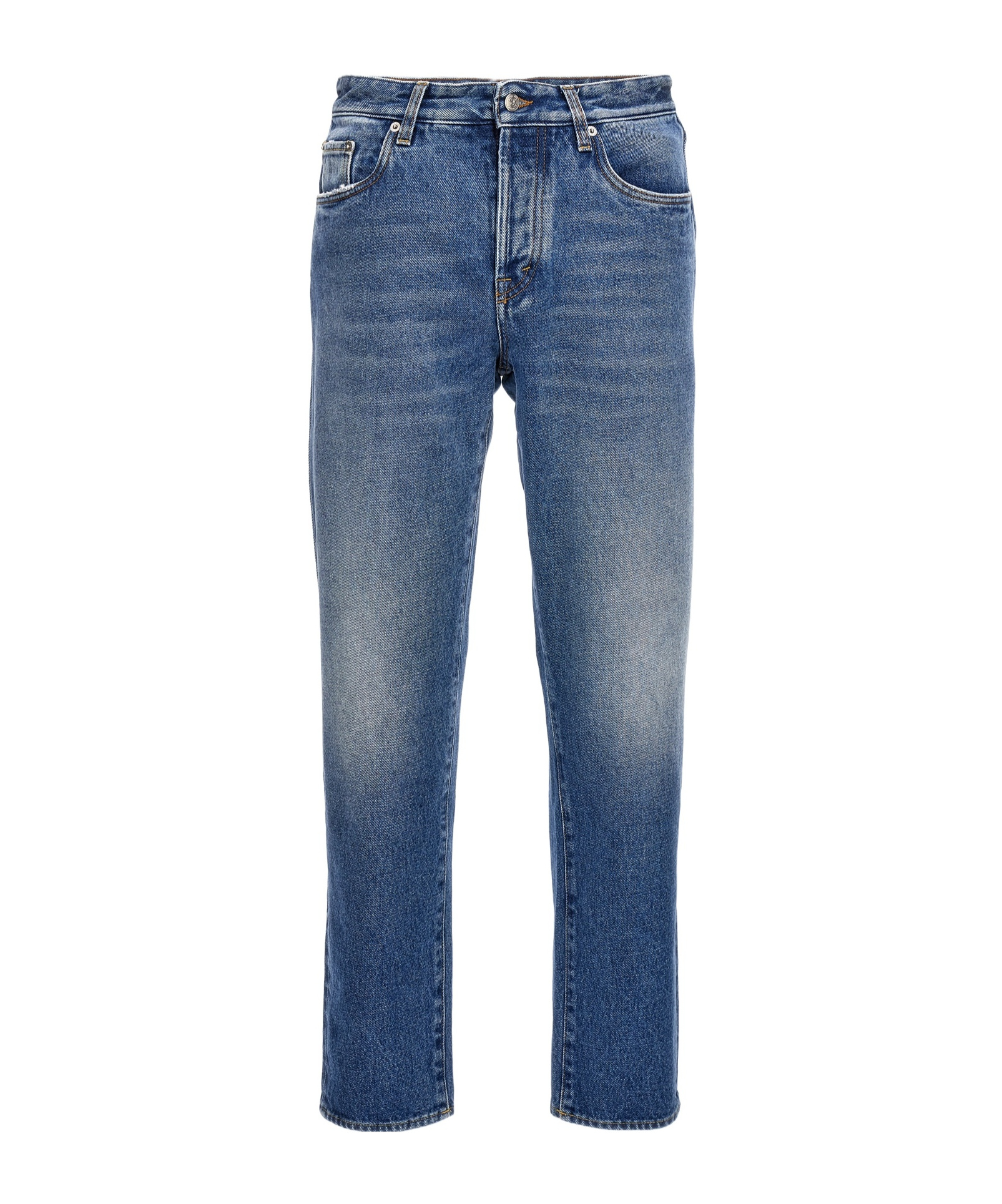 Department Five Straight Leg Stonewashed Denim Jeans With Classic Fit In Blue