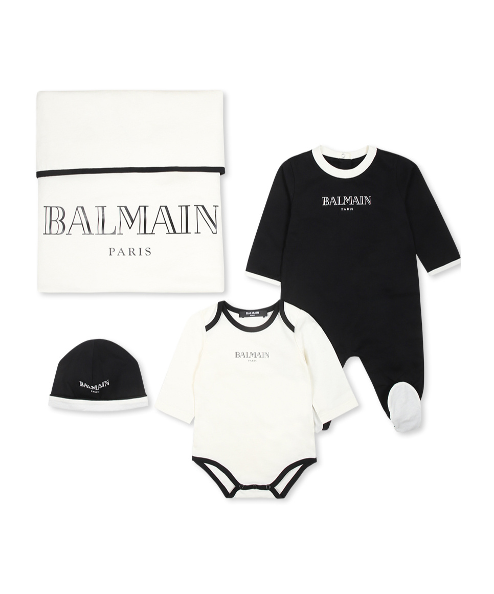 Balmain Logo-printed Four-piece Babygrow Set In White