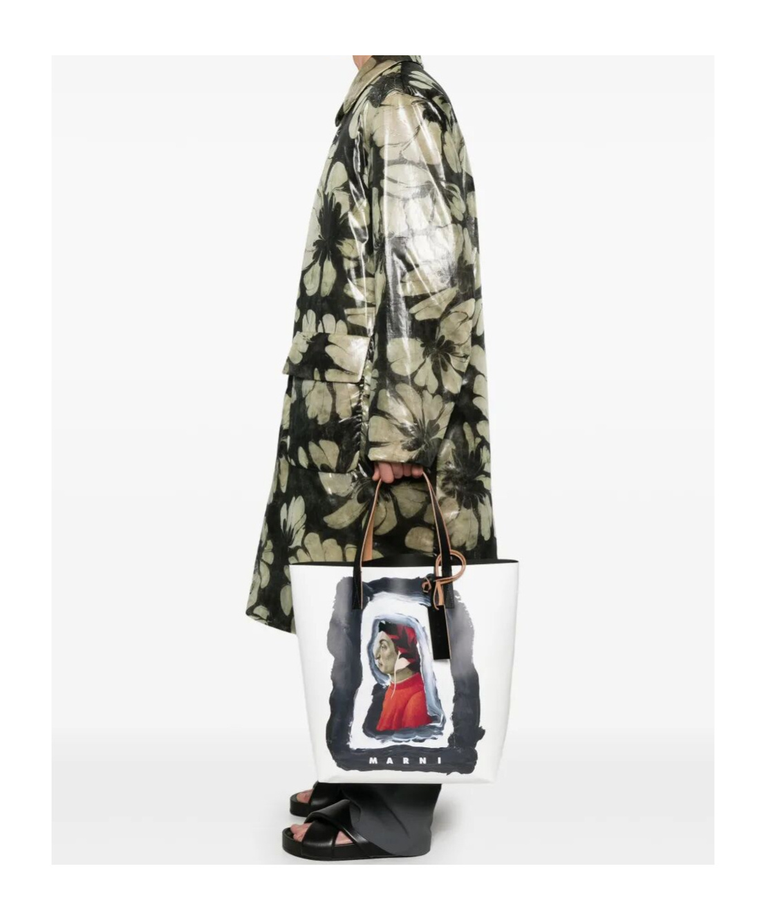 Marni Illustration Printed Tote Bag In White