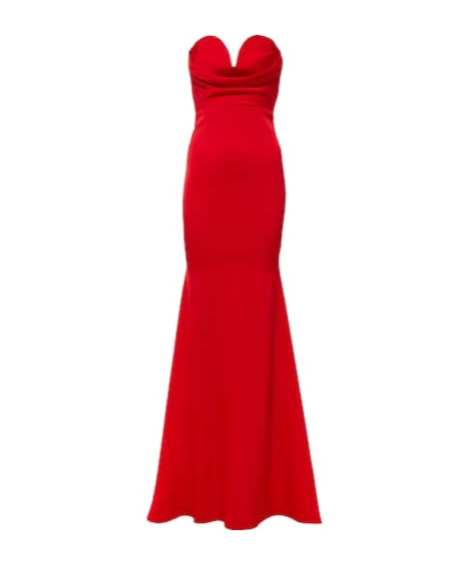 Alex Perry Gathered Strapless Satin Gown In Red