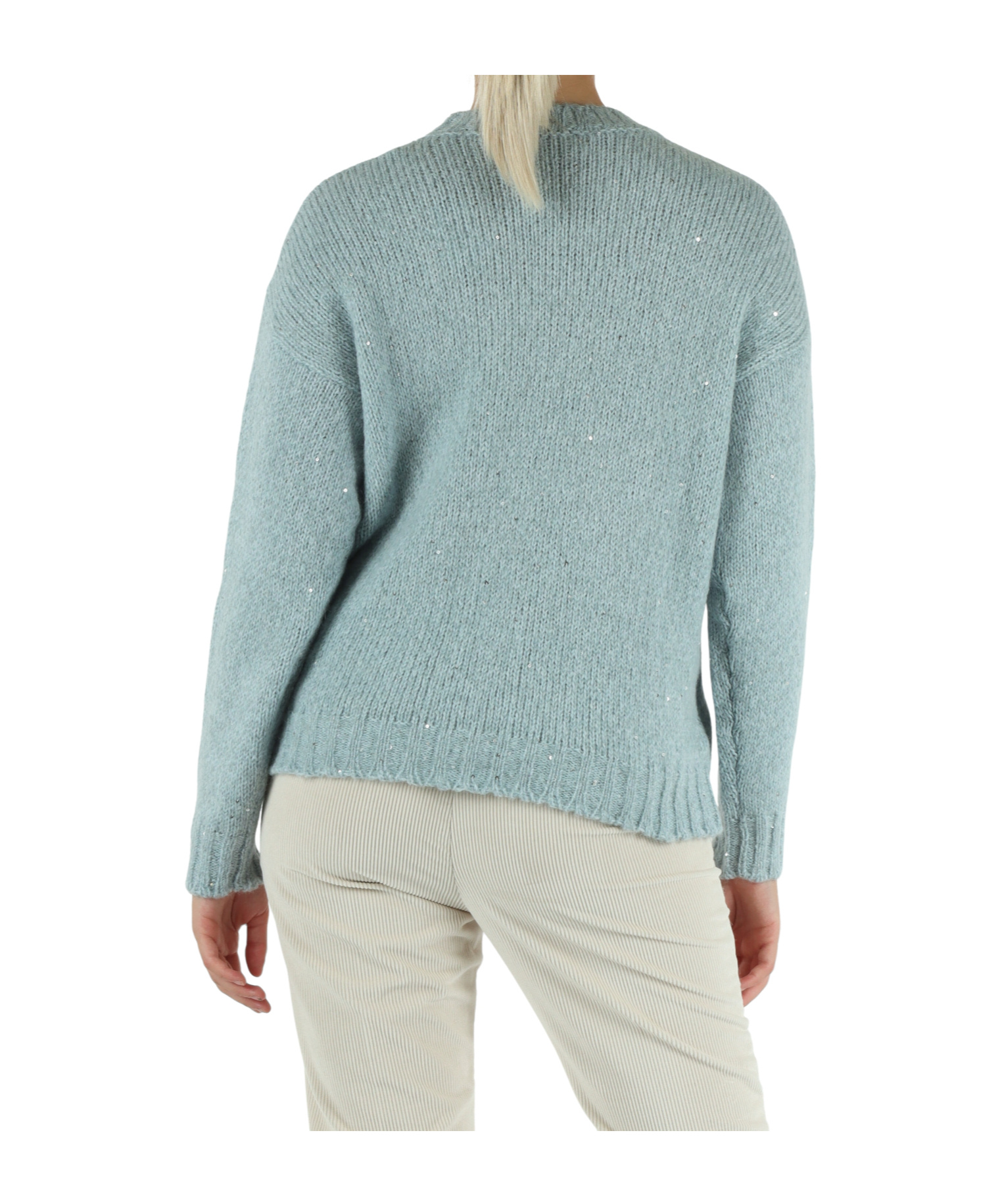 Eleventy Round-neck Knitted Sweater In Blue