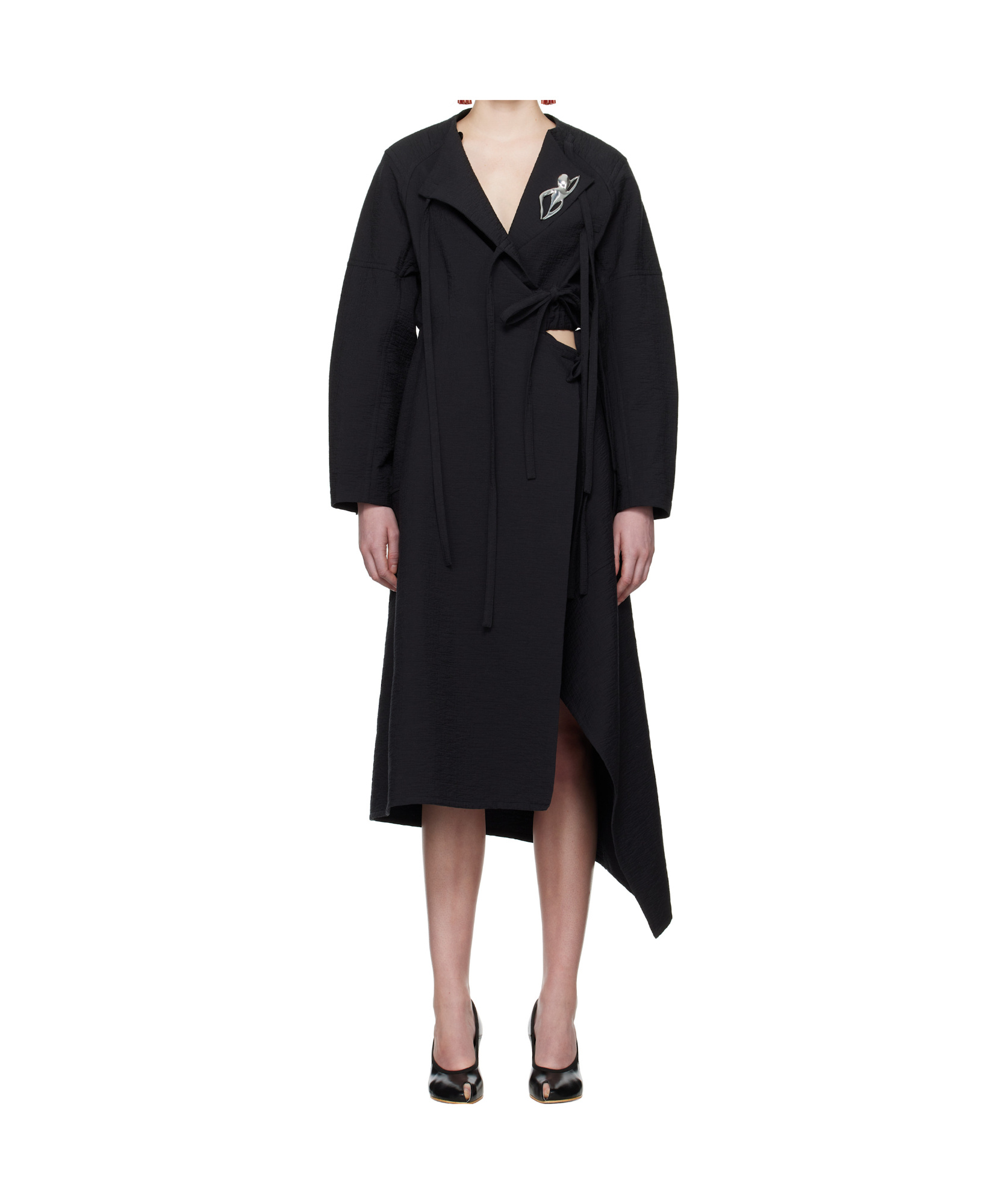 Tory Burch Black Cotton Wrap Midi Dress