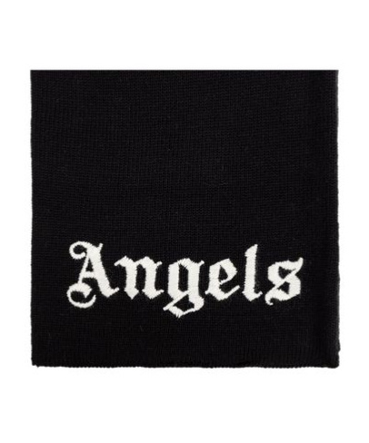 Palm Angels Kids Logo Embroidered Knitted Rectangular Scarf In Black