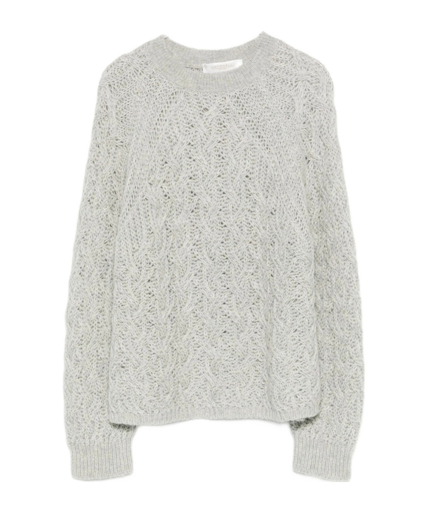 Antonelli Openwork Knitted Sweater In Gray