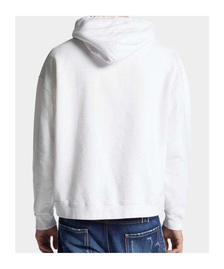 Dsquared2 Cotton Sweatshirt With Adjustable Hood And Logo Print In White