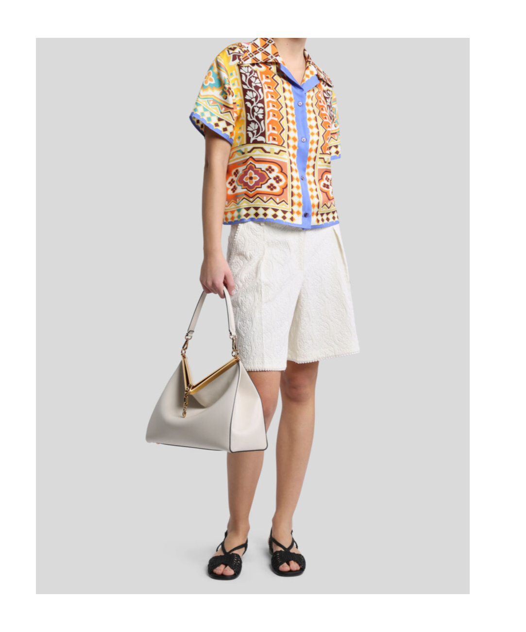 Etro Printed Silk Bowling Shirt In Yellow