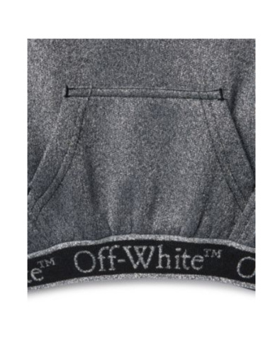 Shop Off-white Bookish Logo Band Metallic Hoodie In Gray