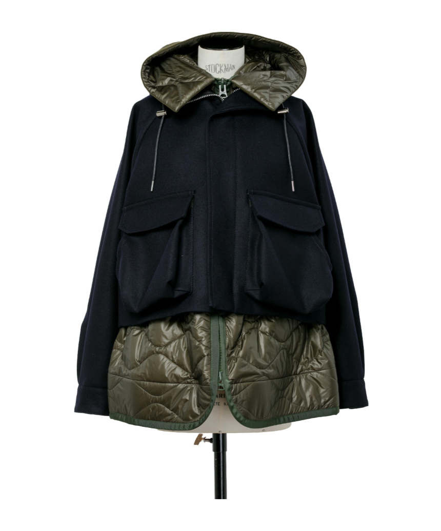 Sacai Wool Melton Blouson In Multi