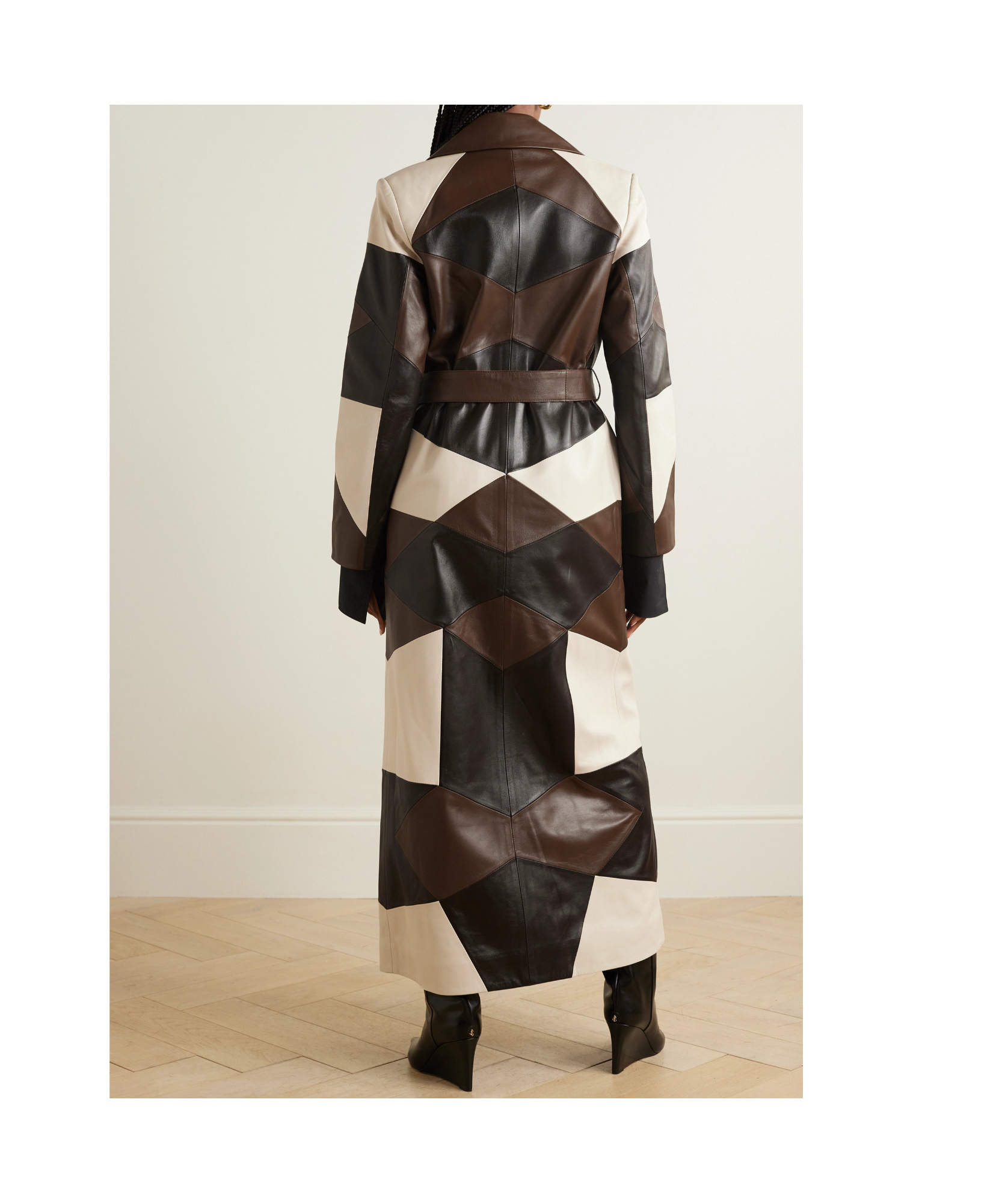 Nour Hammour Sonja With Belted Patchwork Trench Coat In Brown