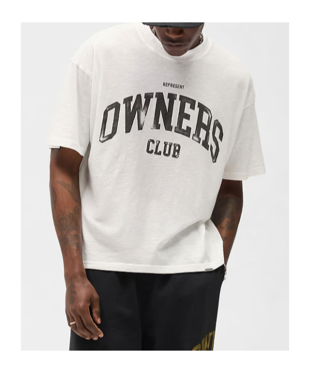 Represent Mens Flat White Big Owners Club Crewneck Cotton T-shirt Xxl In White