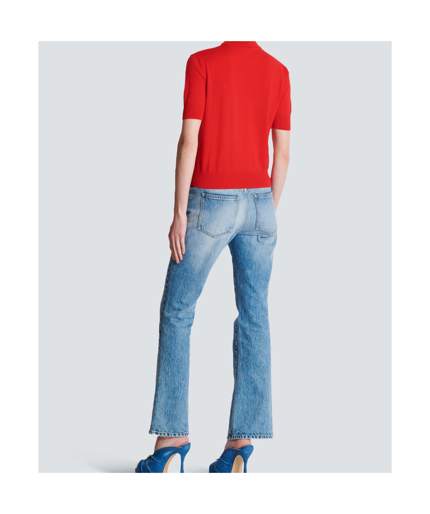 Balmain Logo-intarsia T-shirt In Red