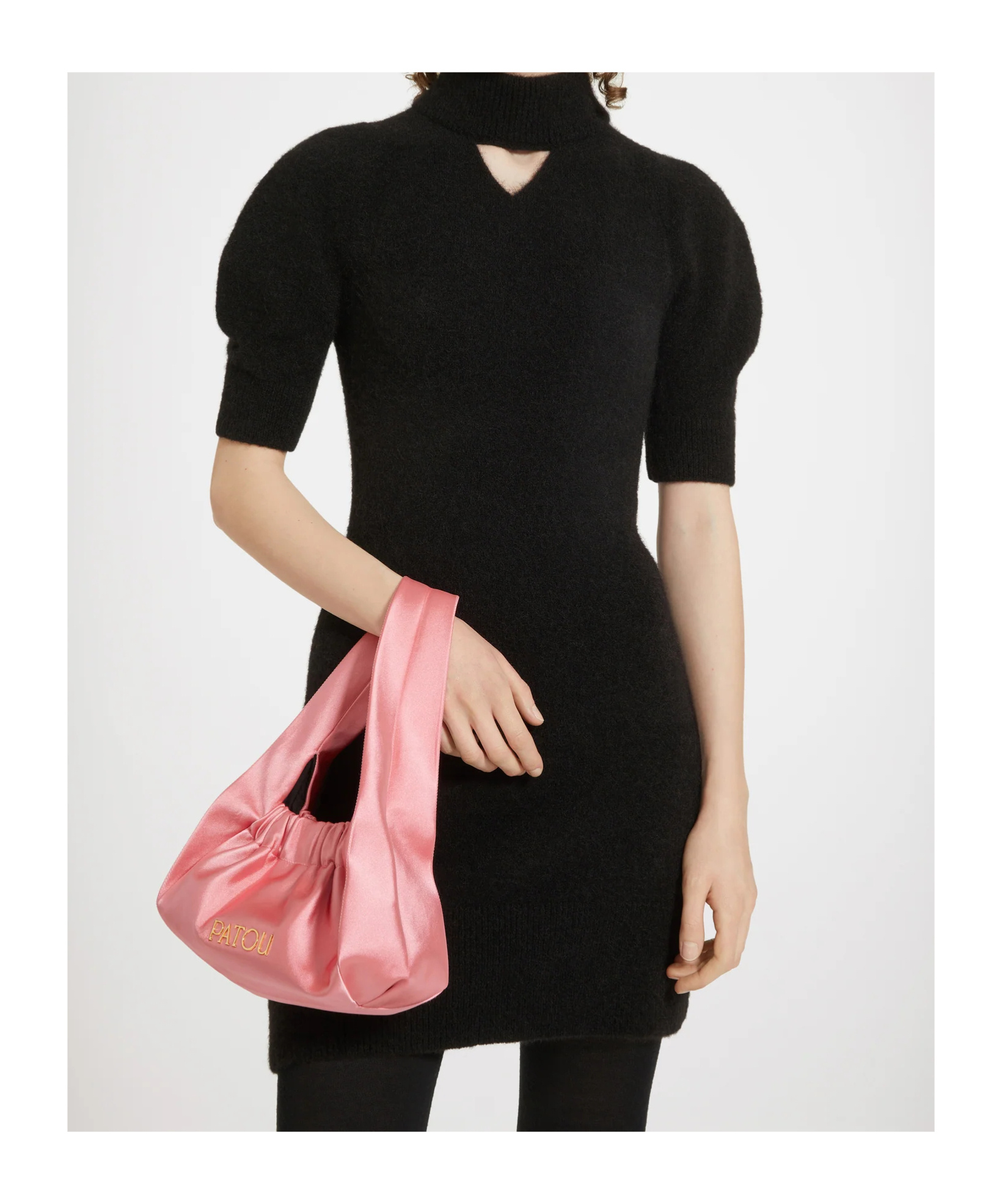 Patou Cut-out Mini Dress In Sustainable Alpaca Blend In Black