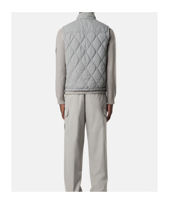 Stone Island Light Gray Button-zipper Vest In Gray