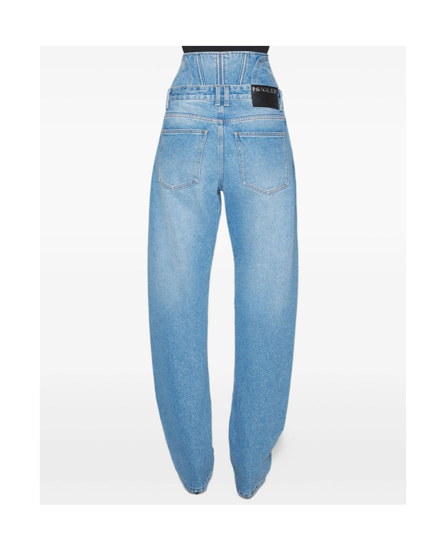 Mugler Fade Details Jeans Leggings In Blue