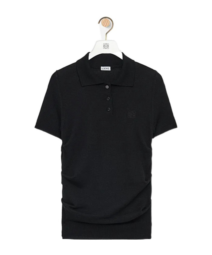 Loewe Womens Black Anagram-embroidered Slim-fit Stretch Cashmere And Silk-blend Polo Shirt Xs In Black
