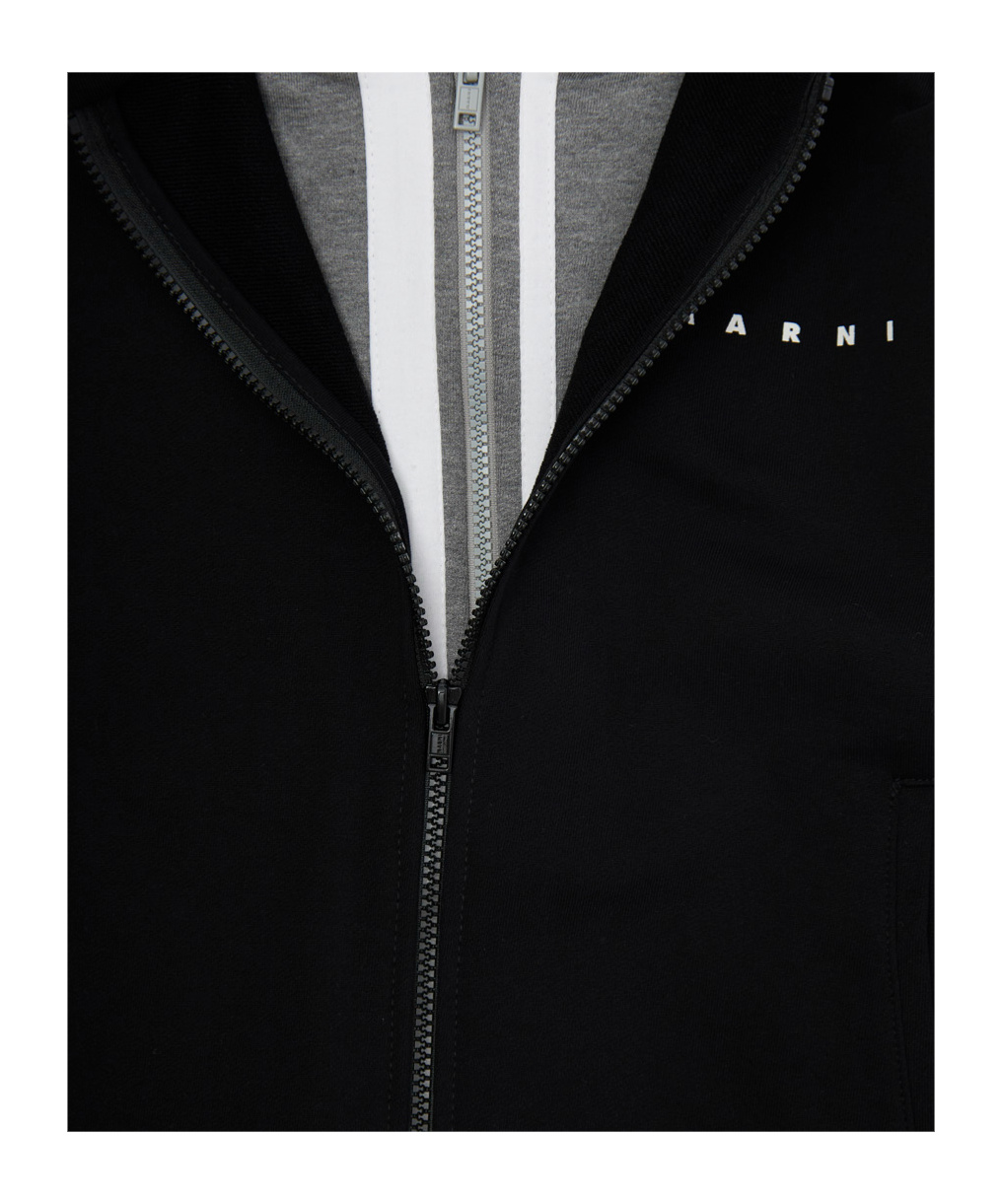 Marni Long-sleeved Zipper Sweatshirt In Black