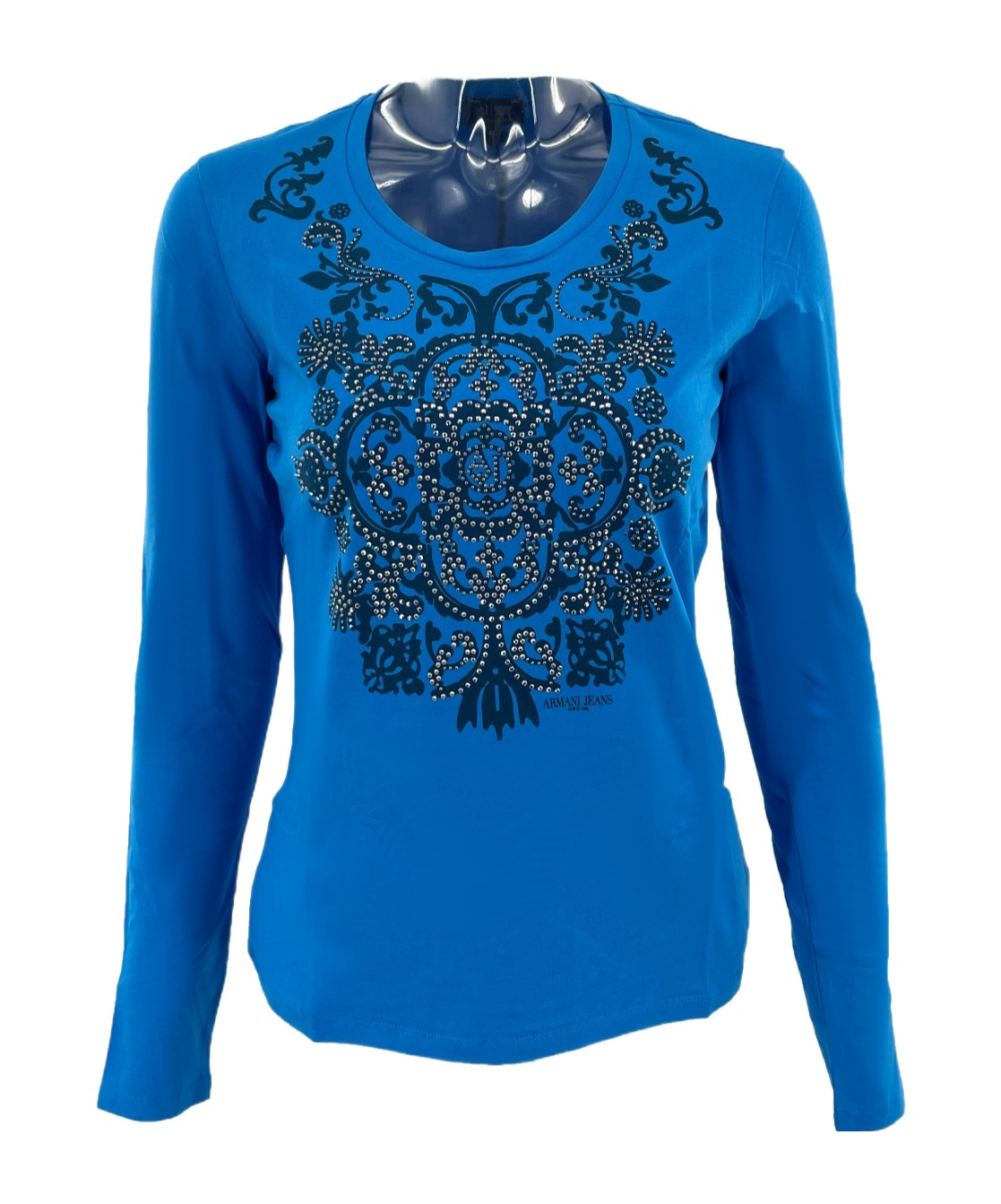 Armani Jeans Round Collar And Long-sleeved T-shirt In Blue