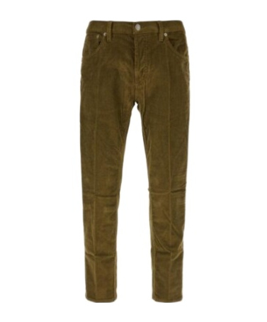 Dondup Ribbed Fabric Trousers With Belt Loops In Green