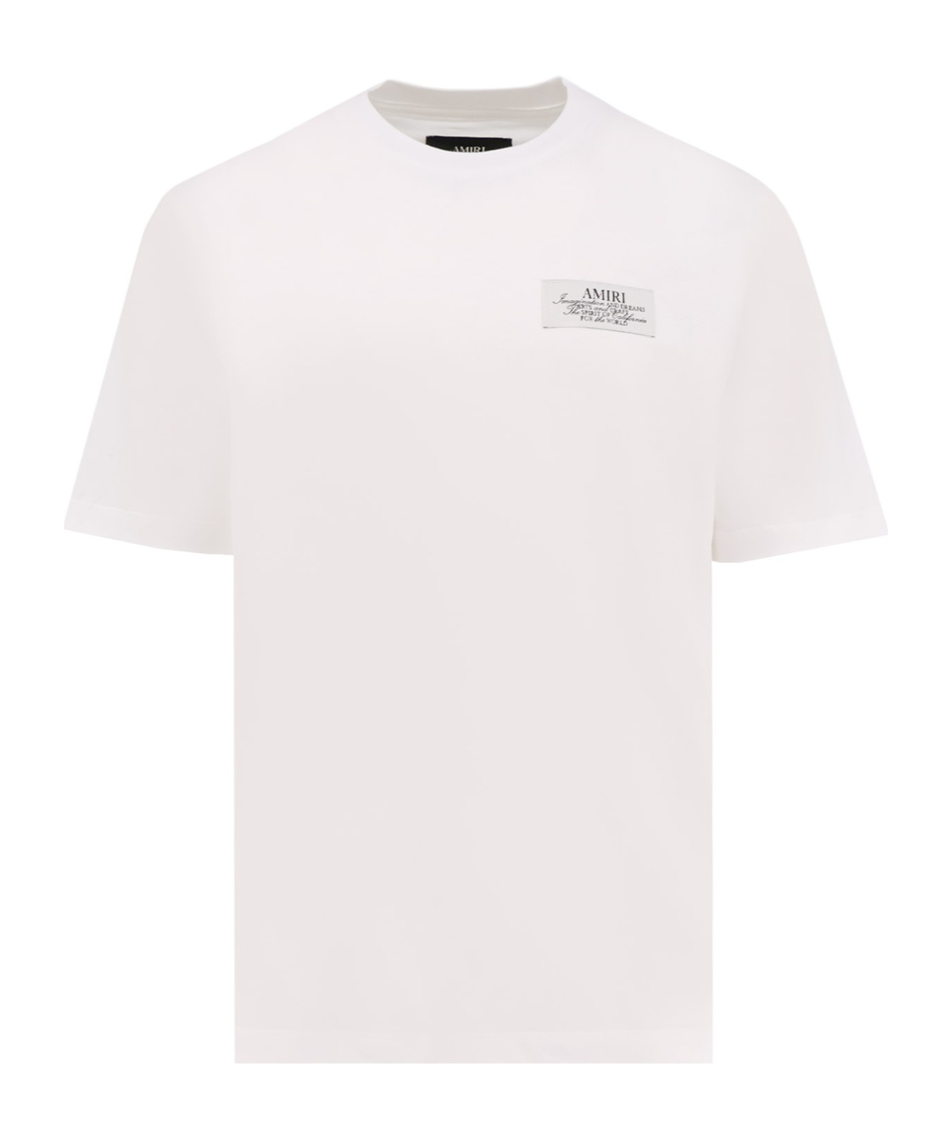 Amiri Black Crewneck T-shirt With Logo Lettering On Front And Rear In White