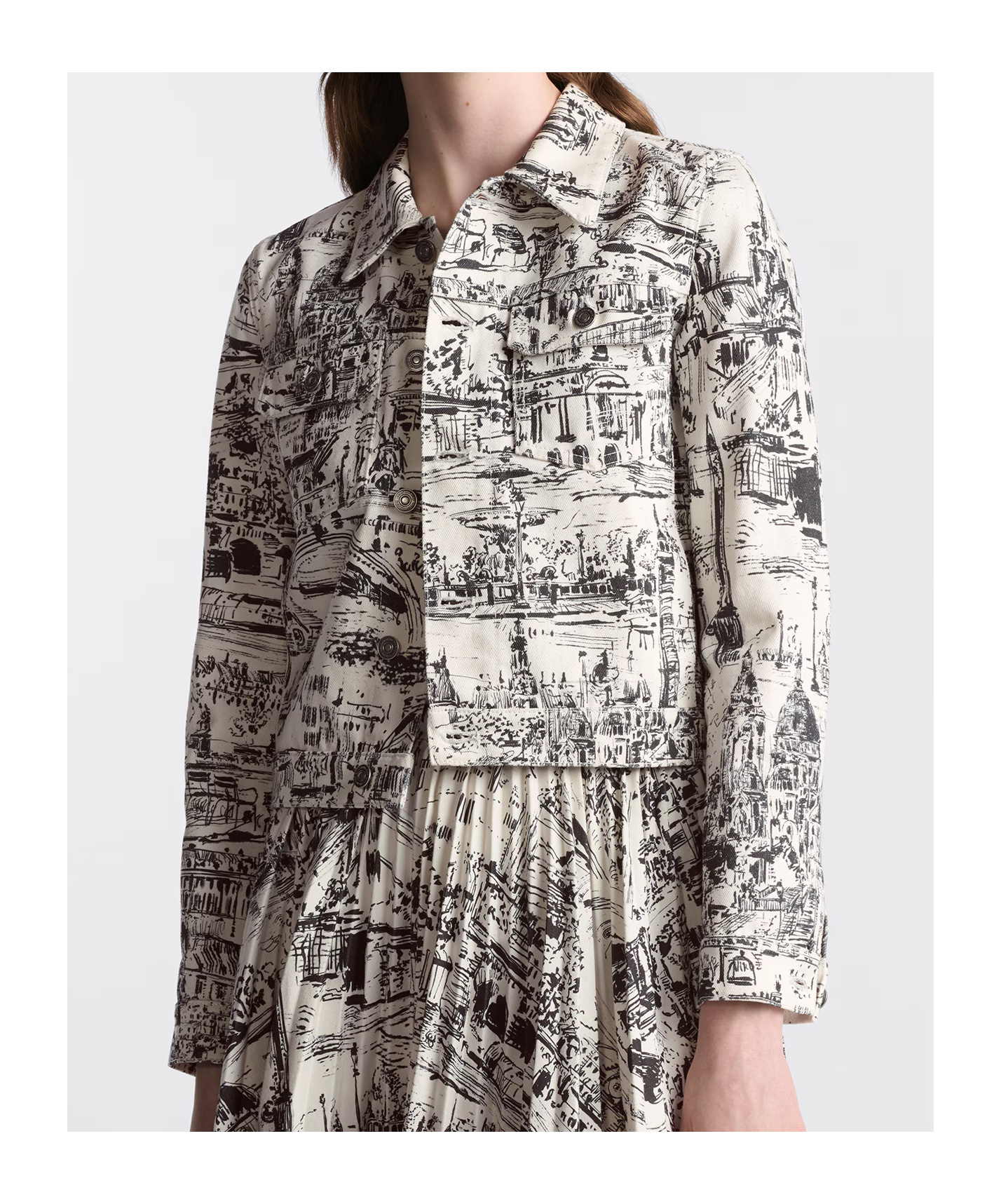 Dior Logo Embroidered Denim Coat In White