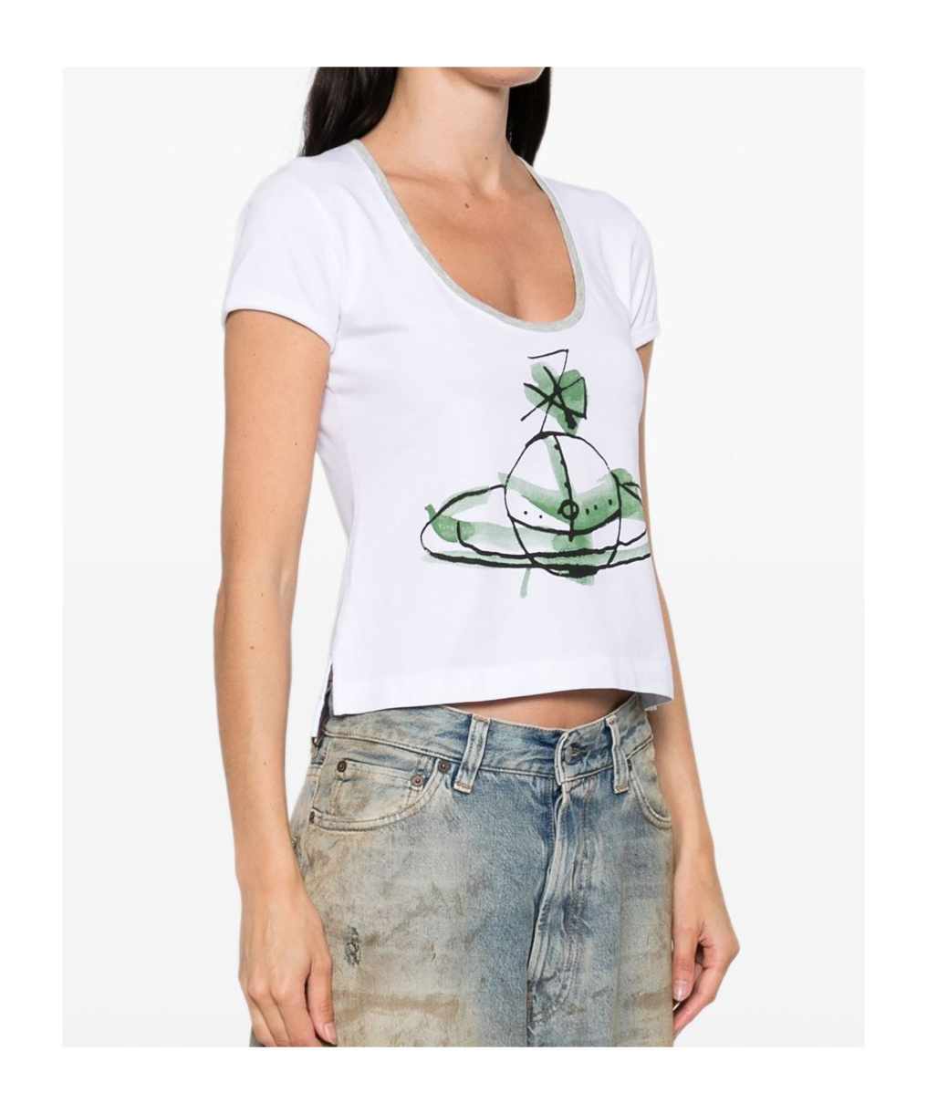 Vivienne Westwood Sleeves Round Neck Graphic Print In White