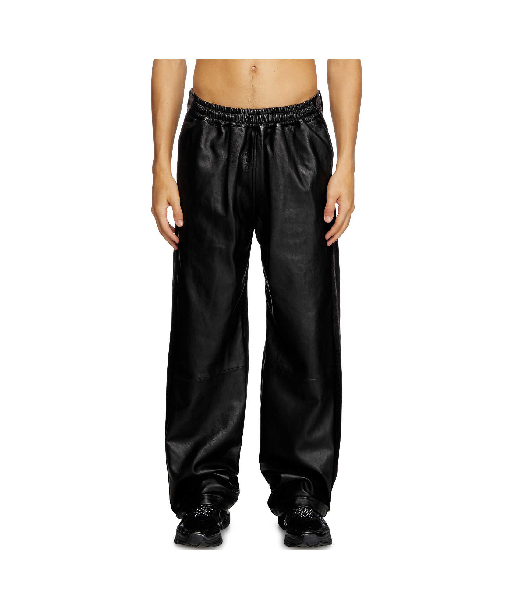 Diesel Elastic Waist Casual Pants In Black