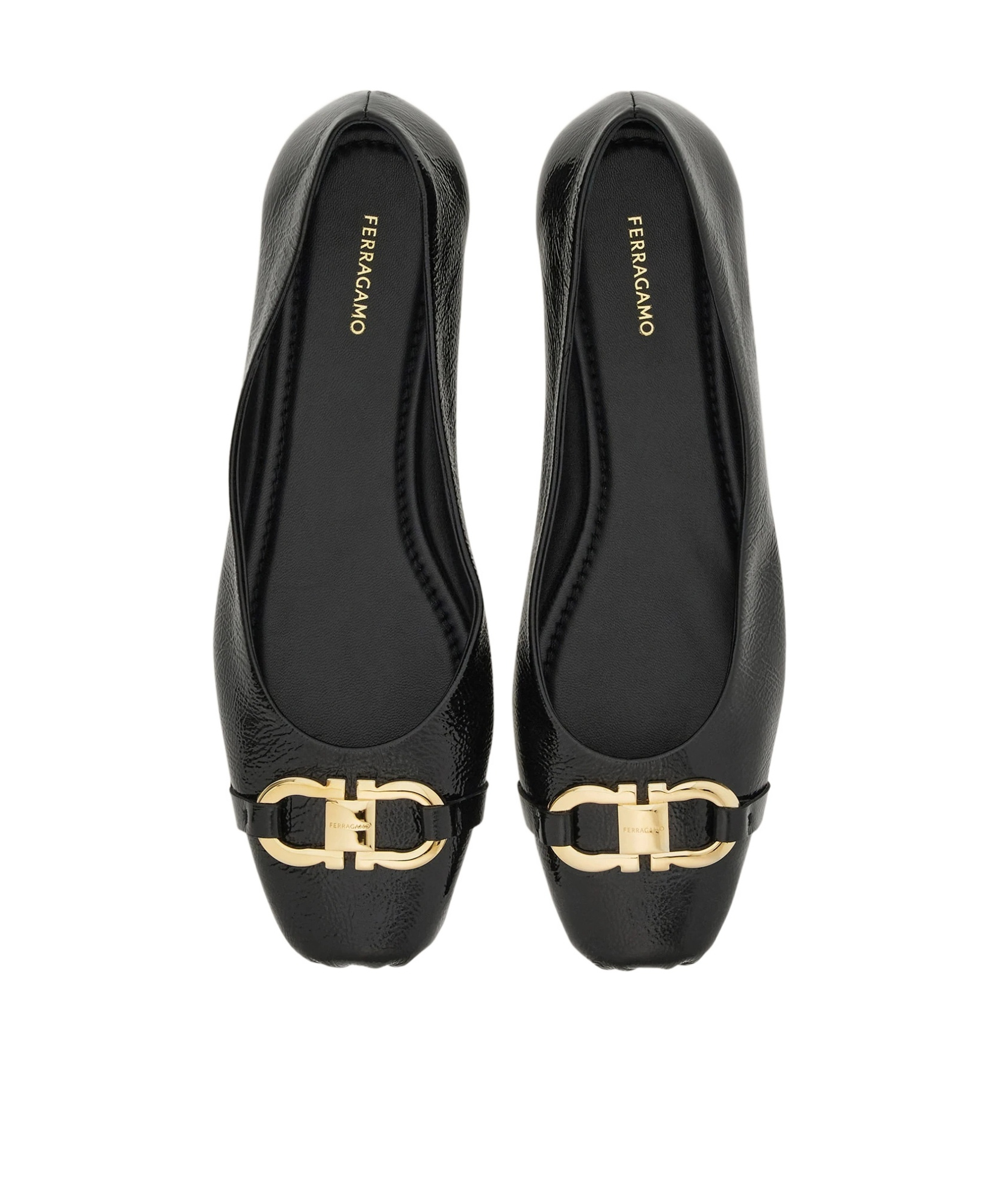 Ferragamo Gancini Decorative Ballet Shoes In Black
