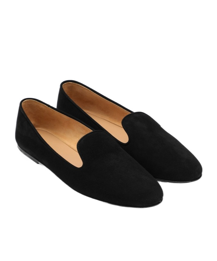 The Row Tippi Black Suede Loafers In Black