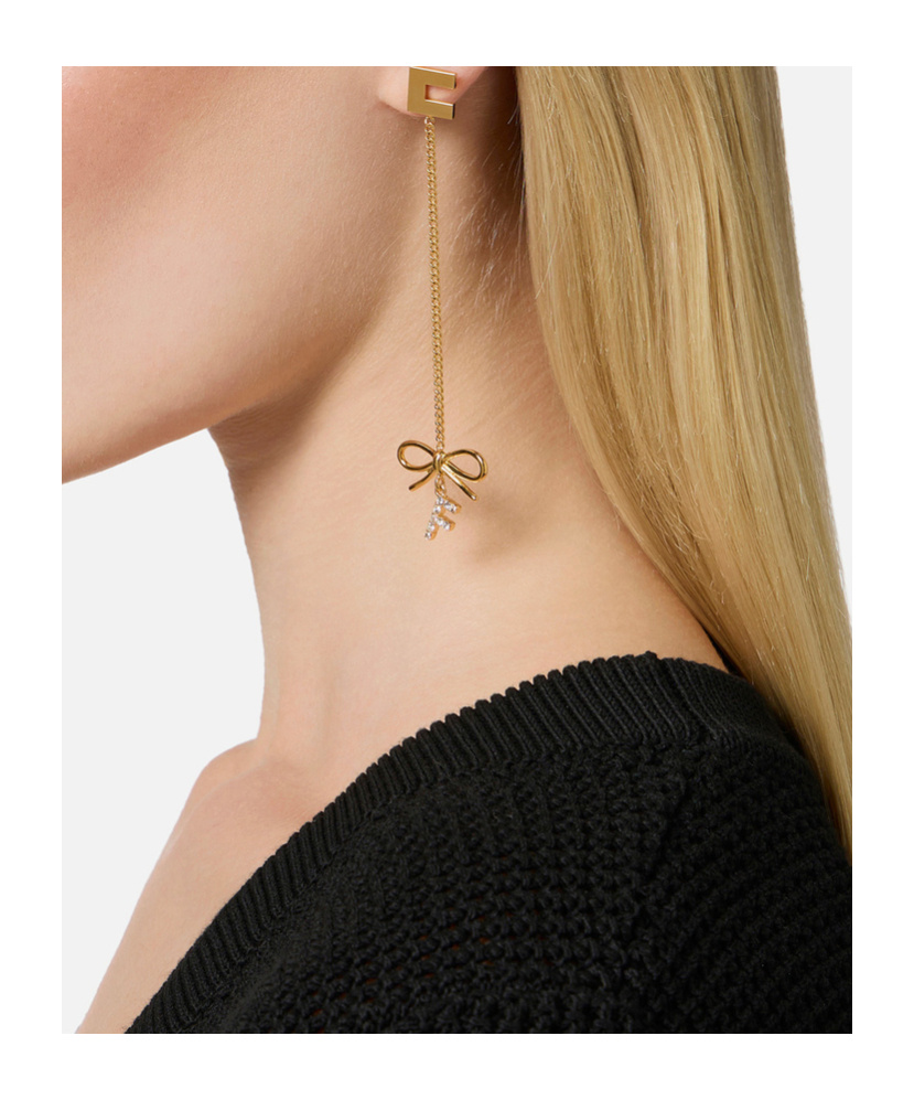 ELISABETTA FRANCHI BOW-DETAIL PENDANT EARRINGS
